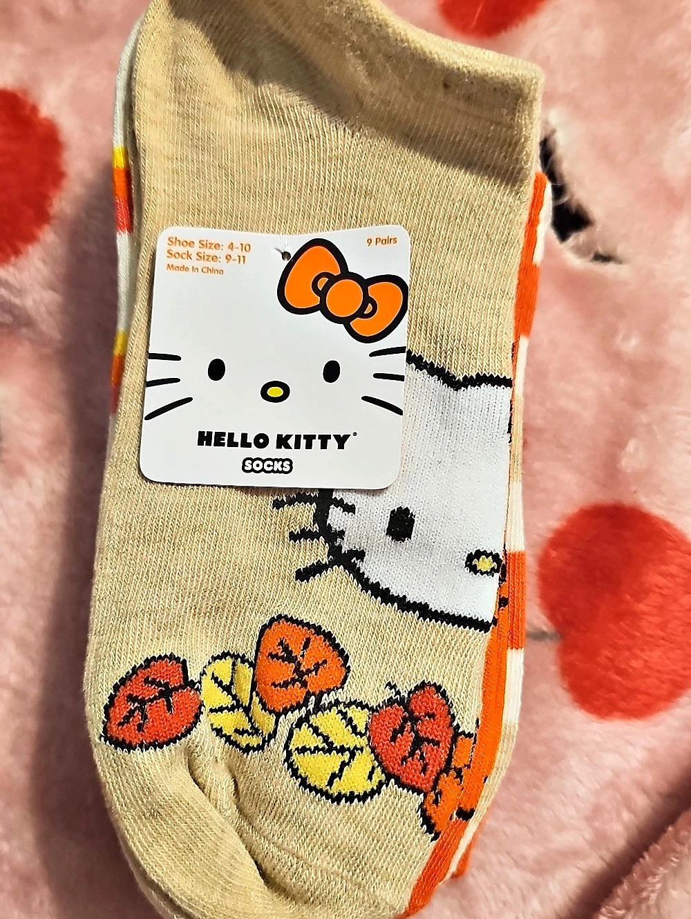 Hello Kitty Socks Kids Orange & Cream NWT